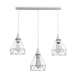 InLight Κρεμαστό φωτιστικό από λευκό μέταλλο 3XE27 D:60cm (4024-3-WH-RAIL)