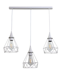 InLight Κρεμαστό φωτιστικό από λευκό μέταλλο 3XE27 D:60cm (4024-3-WH-RAIL)