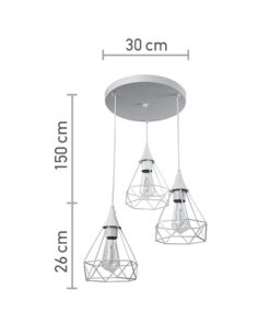 InLight Κρεμαστό φωτιστικό από λευκό μέταλλο 3XE27 D:30cm (4024-3-WH-ROSETTE)
