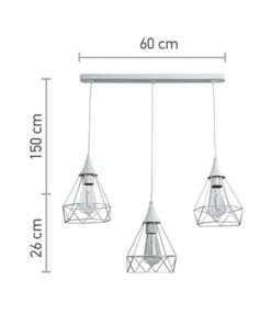 InLight Κρεμαστό φωτιστικό από λευκό μέταλλο 3XE27 D:60cm (4024-3-WH-RAIL)