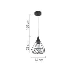 InLight Κρεμαστό φωτιστικό από μαύρο μέταλλο 1XE27 D:16cm (4024-BL)