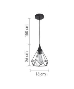 InLight Κρεμαστό φωτιστικό από μαύρο μέταλλο 1XE27 D:16cm (4024-BL)