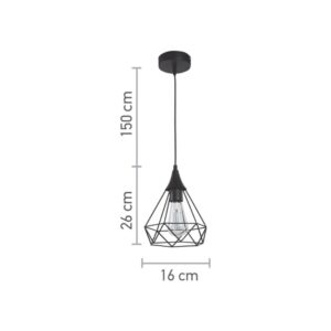 InLight Κρεμαστό φωτιστικό από μαύρο μέταλλο 1XE27 D:16cm (4024-BL)