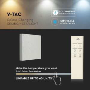 Φωτιστικό LED Οροφής/Τοίχου Stars 30x30cm 8W Dimmable V-TAC 120° 900lm Λευκό με Εναλλαγή Χρώματος με Τηλεχειριστήριο – 40281