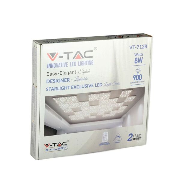 Φωτιστικό LED Οροφής/Τοίχου Stars 30x30cm 8W Dimmable V-TAC 120° 900lm Λευκό με Εναλλαγή Χρώματος με Τηλεχειριστήριο – 40281