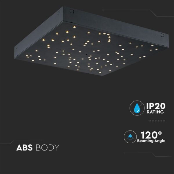 Φωτιστικό LED Οροφής/Τοίχου Stars 30x30cm 8W Dimmable V-TAC 120° 900lm Μαύρο με Εναλλαγή Χρώματος με Τηλεχειριστήριο – 40291