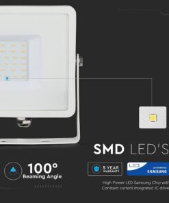 LED Προβολέας 30W V-TAC PRO Samsung Chip 100° 2340lm Λευκός Αδιάβροχος IP65 Φυσικό 4000K – 21404