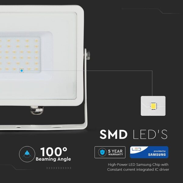 LED Προβολέας 30W V-TAC PRO Samsung Chip 100° 2340lm Λευκός Αδιάβροχος IP65 Φυσικό 4000K – 21404