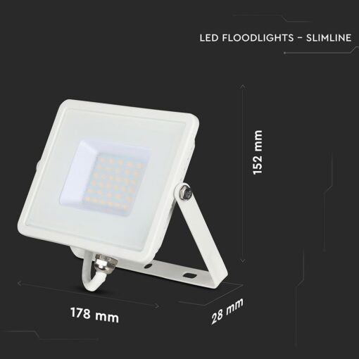 LED Προβολέας 30W V-TAC PRO Samsung Chip 100° 2340lm Λευκός Αδιάβροχος IP65 Φυσικό 4000K – 21404