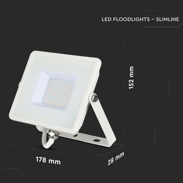 LED Προβολέας 30W V-TAC PRO Samsung Chip 100° 2340lm Λευκός Αδιάβροχος IP65 Φυσικό 4000K – 21404