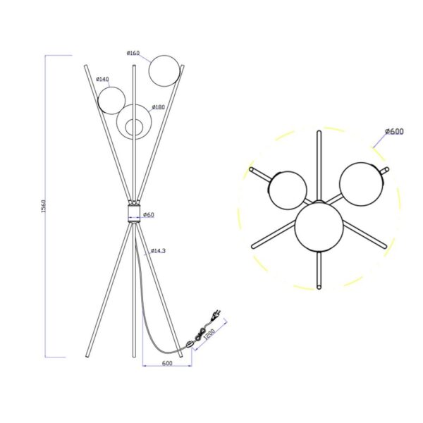 Φωτιστικό Δαπέδου Trio Lighting   3xE14 Μαύρο Ματ Μεταλλικό    403400317
