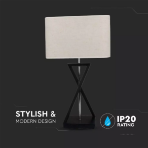 Επιτραπέζιο φωτιστικό Ivory Lamp, με υφασμάτινο τετράγωνο αμπαζούρ στο χρώμα της μόκας V-TAC – 40381