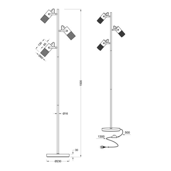 Φωτιστικό Δαπέδου Trio Lighting   E14 Μαύρο Ματ Μεταλλικό    404300332