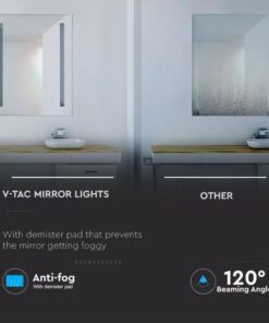 Καθρέφτης LED Αντιθαμβωτικός Φωτιζόμενος 42W με Διακόπτη Αφής V-TAC 80x60cm Ψυχρό Λευκό 6400K – 2140471
