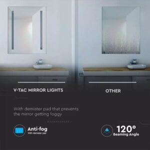 Καθρέφτης LED Αντιθαμβωτικός Φωτιζόμενος 42W με Διακόπτη Αφής V-TAC 80x60cm Ψυχρό Λευκό 6400K – 2140471