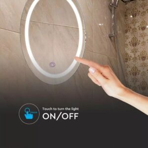 Καθρέφτης LED Αντιθαμβωτικός Στρογγυλός Φ60 3 σε 1 CCT με Διακόπτη ΑφήςV-TAC  25W σε Ψυχρό Λευκό – 2140491