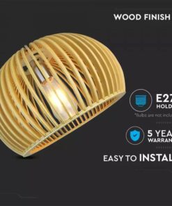 Κρεμαστό φωτιστικό οροφής ξύλινο V-TAC E27 D:330*220MM – 40531