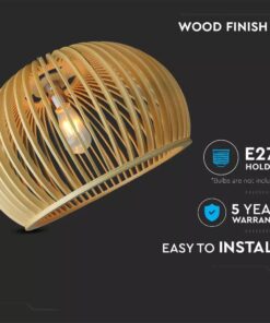 V-TAC Κρεμαστό φωτιστικό οροφής ξύλινο E27 D:440 – 40541