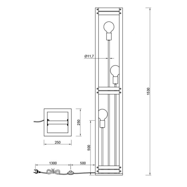Φωτιστικό Δαπέδου Trio Lighting   E27 Νίκελ Αντικέ Μεταλλικό  405500367