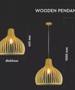 Κρεμαστό φωτιστικό οροφής ξύλινο V-TAC E27 D:450*450MM – 40551