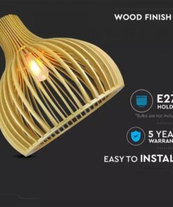 Κρεμαστό φωτιστικό οροφής ξύλινο V-TAC E27 D:450*450MM – 40551