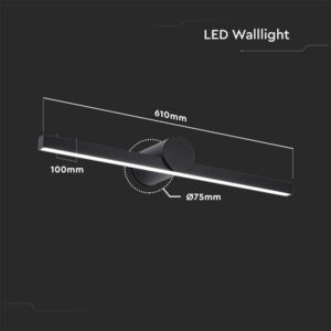 Φωτιστικό Καθρέφτη – Πίνακα Τοίχου  LED 10W V-TAC Μαύρο 1530lm Φυσικό 4000K IP65 – 405841
