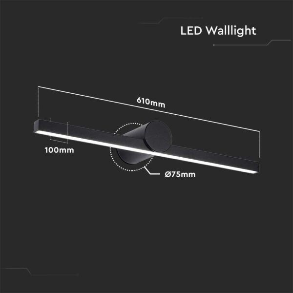 Φωτιστικό Καθρέφτη – Πίνακα Τοίχου  LED 10W V-TAC Μαύρο 1530lm Φυσικό 4000K IP65 – 405841
