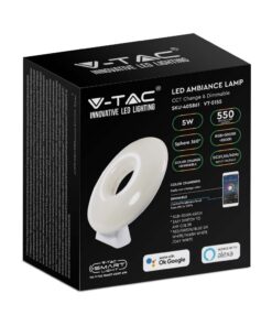 Wi-Fi Smart Επιτραπέζιο Φωτιστικό για Ατμοσφαιρικό Φωτισμό Χώρου RGB+WW+CW V-TAC Λευκό Dimmable – 405861