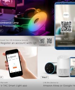 Wi-Fi Smart Επιτραπέζιο Φωτιστικό για Ατμοσφαιρικό Φωτισμό Χώρου RGB+WW+CW V-TAC Λευκό Dimmable – 405861