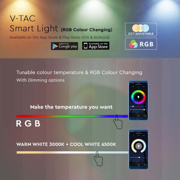 Wi-Fi Smart Επιτραπέζιο Φωτιστικό για Ατμοσφαιρικό Φωτισμό Χώρου RGB+WW+CW V-TAC Λευκό Dimmable – 405861