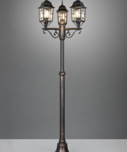 Κολώνα με 3 Φαναράκια σε Απόχρωση Αντικέ Σκουριά VOLTURNO 3xE27 IP44 Trio Lighting – 405960328