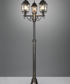 Κολώνα με 3 Φαναράκια σε Απόχρωση Αντικέ Σκουριά VOLTURNO 3xE27 IP44 Trio Lighting – 405960328