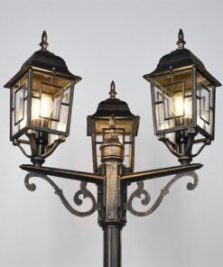 Κολώνα με 3 Φαναράκια σε Απόχρωση Αντικέ Σκουριά VOLTURNO 3xE27 IP44 Trio Lighting – 405960328