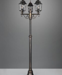 Κολώνα με 3 Φαναράκια σε Απόχρωση Αντικέ Σκουριά VOLTURNO 3xE27 IP44 Trio Lighting – 405960328