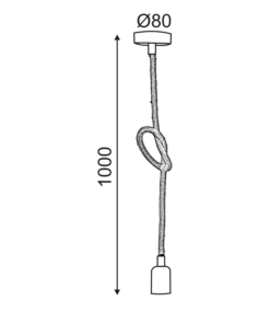 Κρεμαστό Φωτιστικό 1ΧΕ27 Μαύρο Μέταλλο +Σχοινί Διπλής Πλέξης Η100CM ACA – 40BRT