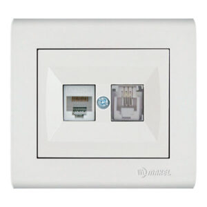 Πρίζα τηλεφώνου-δικτύου RJ11+RJ45 CAT6 διπλή λευκή Makel Manolya – 41001137