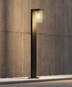 Φωτιστικό Κολωνάκι Δαπέδου Μαύρο Ματ 100cm ARDILA με Αισθητήρα Νύχτας-Ημέρας 1x E27 IP44 Trio Lighting – 411660132