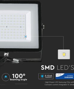 LED Προβολέας 100W V-TAC PRO Samsung Chip 100° 8200lm Μαύρος Αδιάβροχος IP65 Θερμό 3000K – 21412