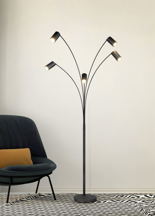 Φωτιστικό Δαπέδου Μαύρο Ματ Μεταλλικό MARLEY 5xGU10 Trio Lighting – 412400532