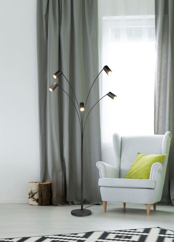 Φωτιστικό Δαπέδου Μαύρο Ματ Μεταλλικό MARLEY 5xGU10 Trio Lighting – 412400532