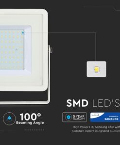 LED Προβολέας 100W V-TAC PRO Samsung Chip 100° 8200lm Λευκός Αδιάβροχος IP65 Θερμό 3000K – 21415