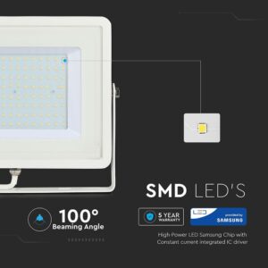 LED Προβολέας 100W V-TAC PRO Samsung Chip 100° 8200lm Λευκός Αδιάβροχος IP65 Θερμό 3000K – 21415