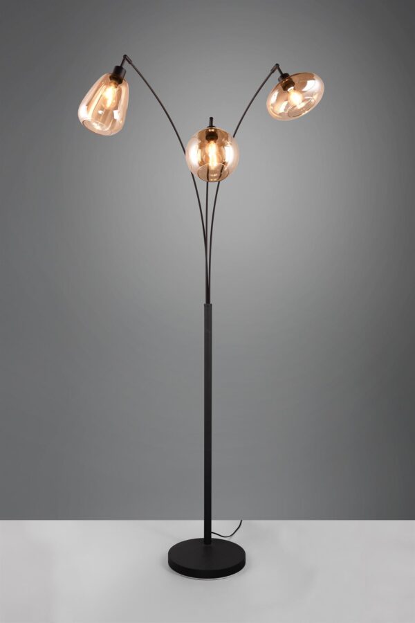 Φωτιστικό Δαπέδου Trio Lighting 3x E14 Μαύρο Ματ με Μελί Γυαλιά – 417000313