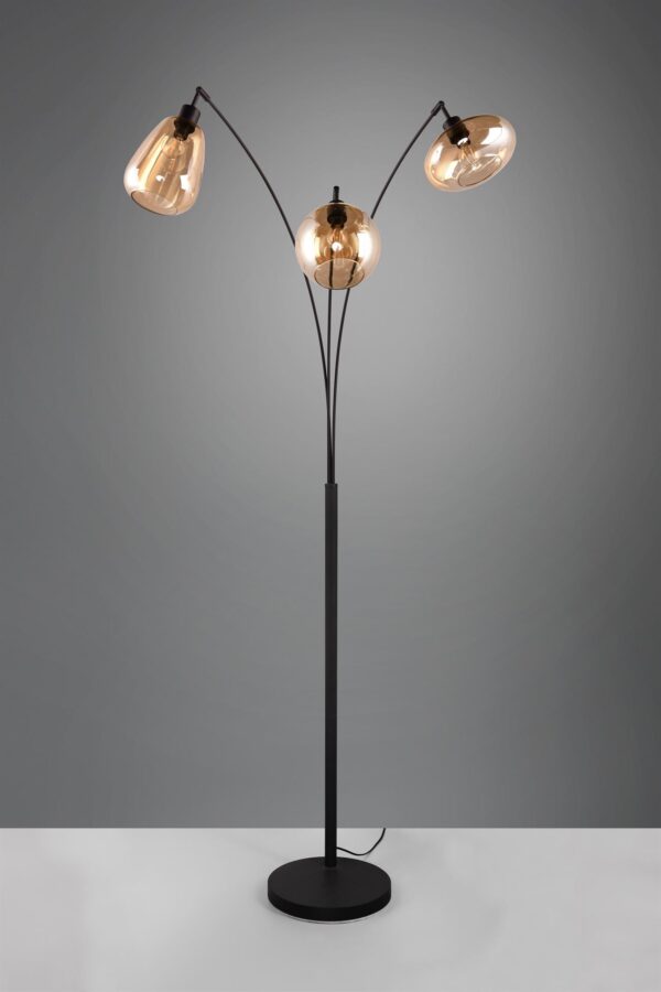 Φωτιστικό Δαπέδου Trio Lighting 3x E14 Μαύρο Ματ με Μελί Γυαλιά – 417000313