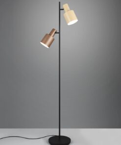 Φωτιστικό Δαπέδου Μαύρο Ματ με 2 Καφέ & Μπεζ Σποτ AGUDO 2x E27 Trio Lighting – 419400217