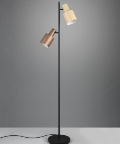 Φωτιστικό Δαπέδου Μαύρο Ματ με 2 Καφέ & Μπεζ Σποτ AGUDO 2x E27 Trio Lighting – 419400217