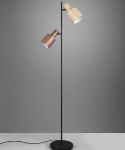 Φωτιστικό Δαπέδου Μαύρο Ματ με 2 Καφέ & Μπεζ Σποτ AGUDO 2x E27 Trio Lighting – 419400217