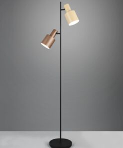 Φωτιστικό Δαπέδου Μαύρο Ματ με 2 Καφέ & Μπεζ Σποτ AGUDO 2x E27 Trio Lighting – 419400217