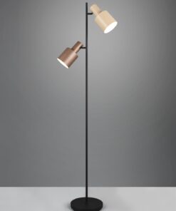 Φωτιστικό Δαπέδου Μαύρο Ματ με 2 Καφέ & Μπεζ Σποτ AGUDO 2x E27 Trio Lighting – 419400217