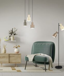 Φωτιστικό Δαπέδου Μαύρο Ματ με 2 Καφέ & Μπεζ Σποτ AGUDO 2x E27 Trio Lighting – 419400217